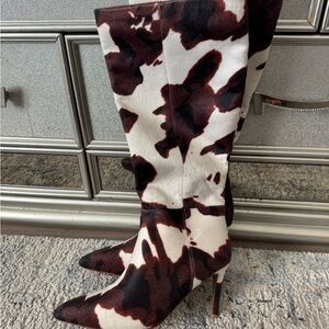 Amazon Cow Print Heeled Boots